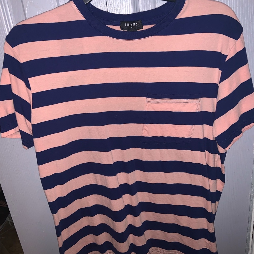 Forever 21 Men blue and pink striped shirt!